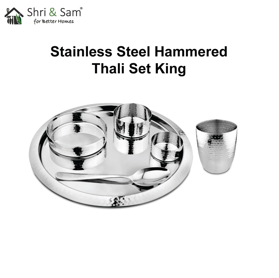 Stainless Steel Hammered Thali Set King