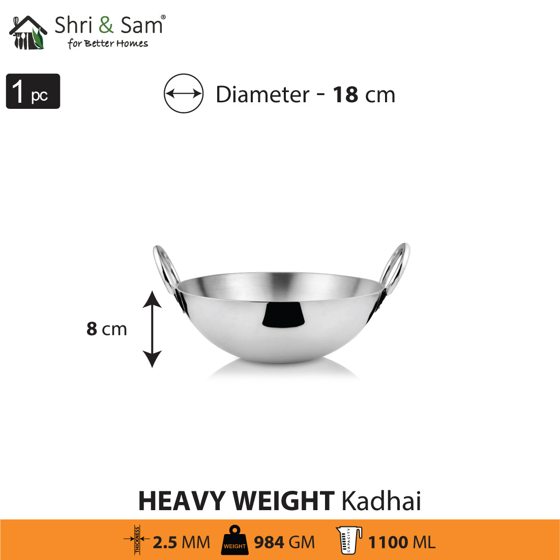 Stainless Steel Heavy Weight Kadhai