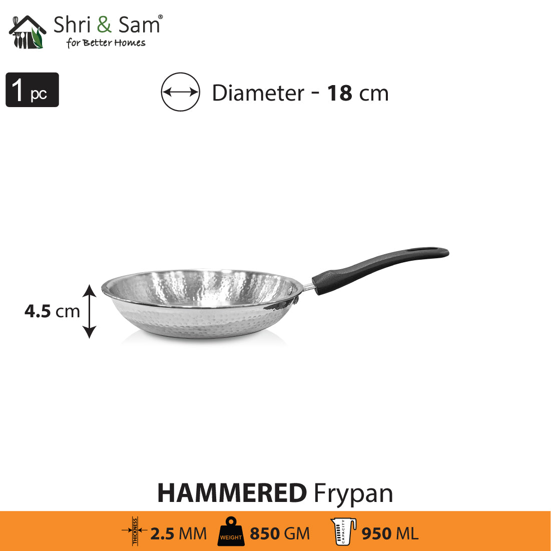 Stainless Steel Heavy Weight Hammered Fry Pan