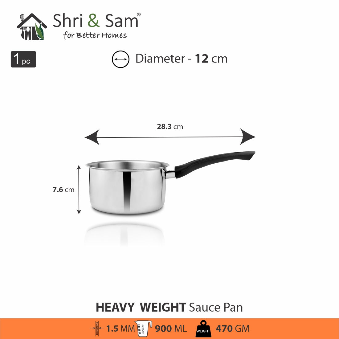 Stainless Steel Heavy Weight Sauce Pan