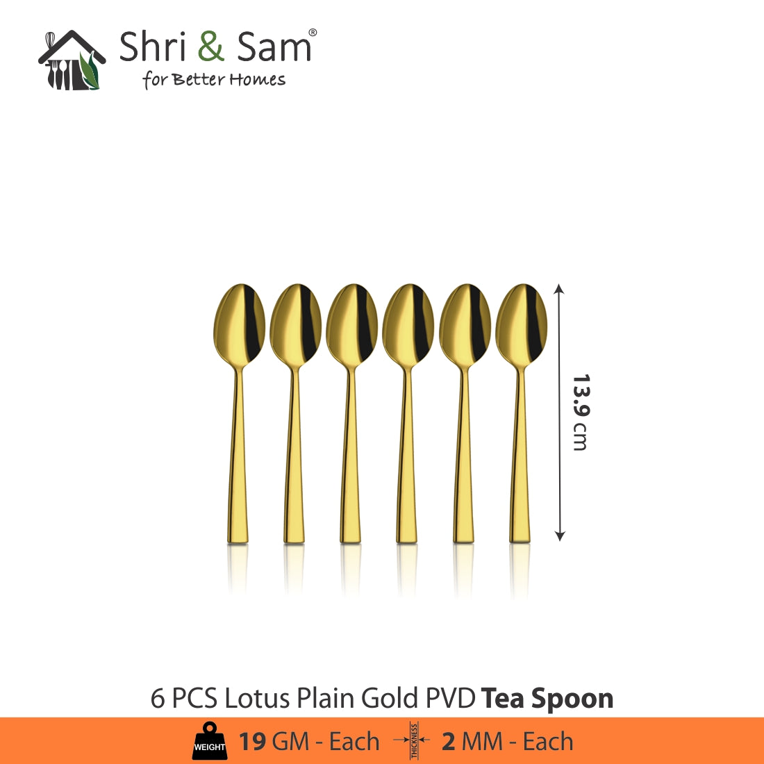 Stainless Steel Cutlery with Gold PVD Coating Lotus Plain