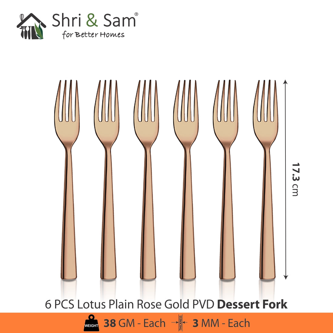 Stainless Steel Cutlery with Rose Gold PVD Coating Lotus Plain
