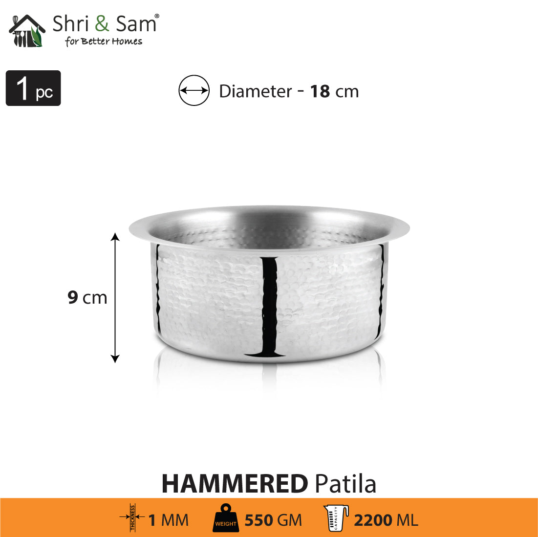 Stainless Steel Light Weight Hammered Patila