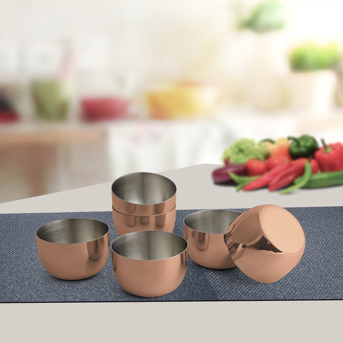 Stainless Steel 6 PCS Small Bowl with Rose Gold PVD Coating Majestic