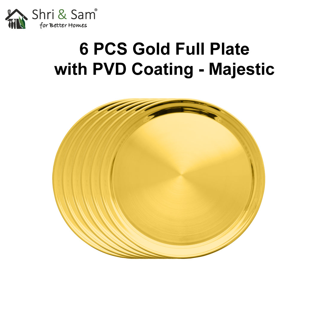 Stainless Steel 6 PCS Full Plate with Gold PVD Coating Majestic