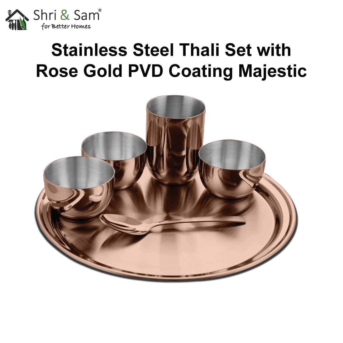 Stainless Steel Thali Set with Rose Gold PVD Coating Majestic