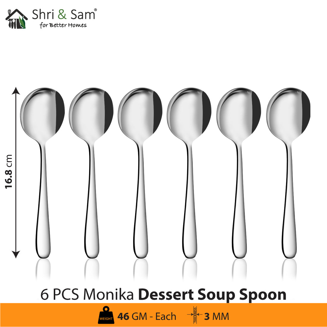 Jagdamba Cutlery Pvt Ltd. Cutlery 24 PCS Cutlery Set - Monica (6 PCS Snack Spoon, 6 PCS Dinner Spoon, 6 PCS Dinner Knife and 6 PCS Dinner Fork)