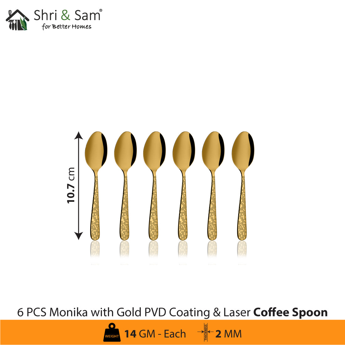 Stainless Steel Cutlery with Gold PVD Coating & Laser Monika