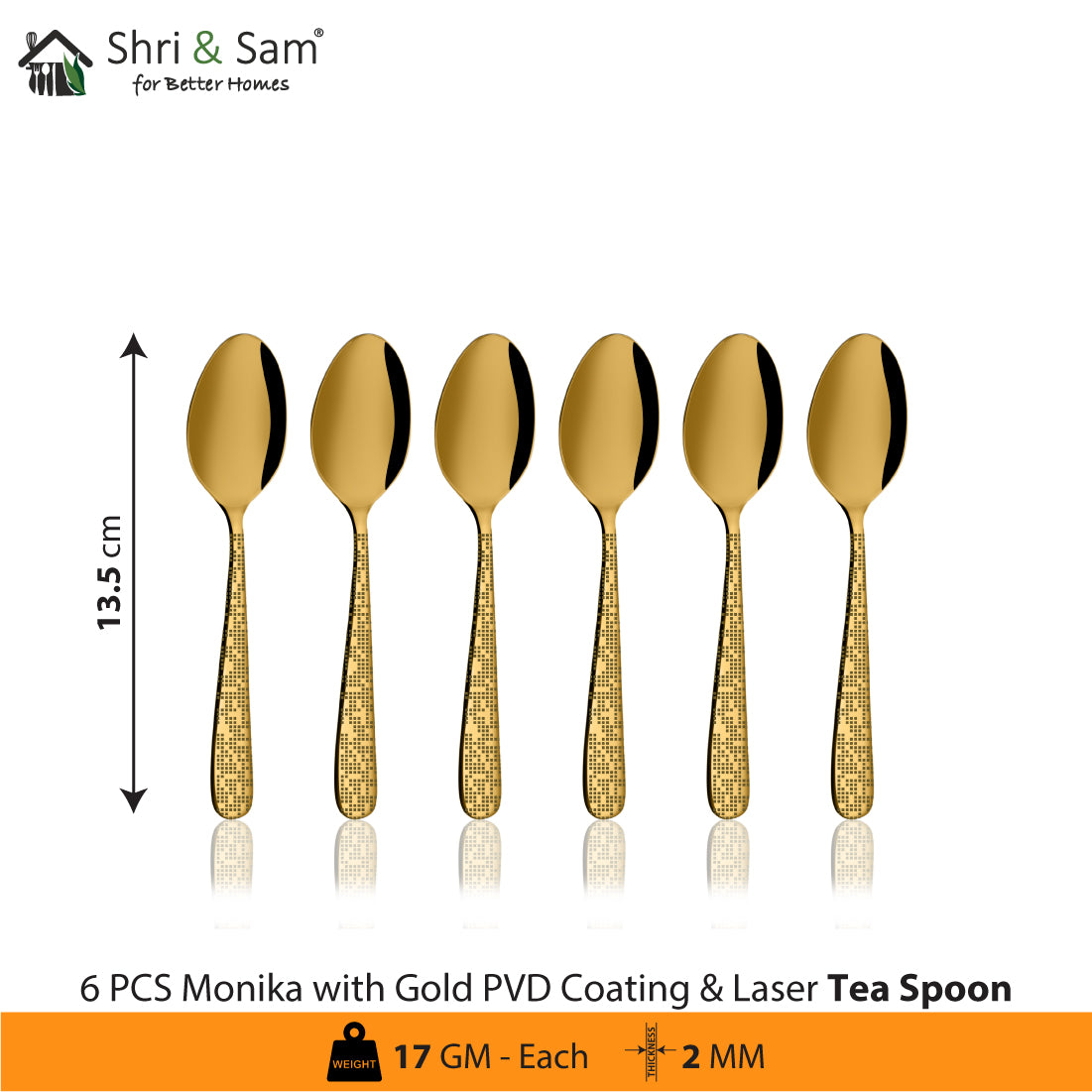 Stainless Steel Cutlery with Gold PVD Coating & Laser Monika