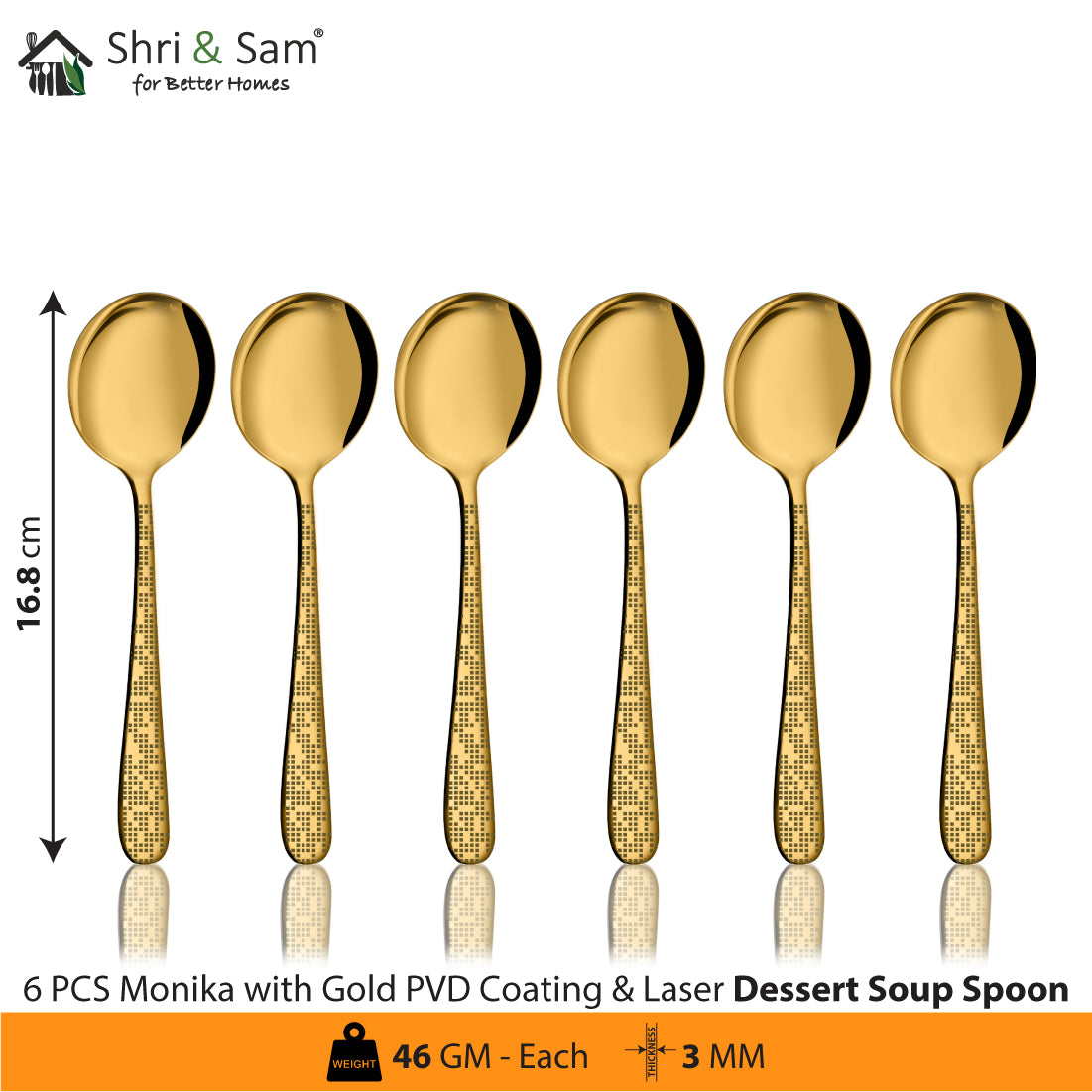 Stainless Steel Cutlery with Gold PVD Coating & Laser Monika