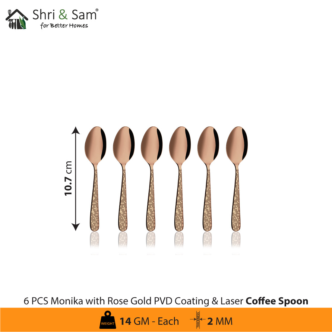 Stainless Steel Cutlery with Rose Gold PVD Coating & Laser Monika