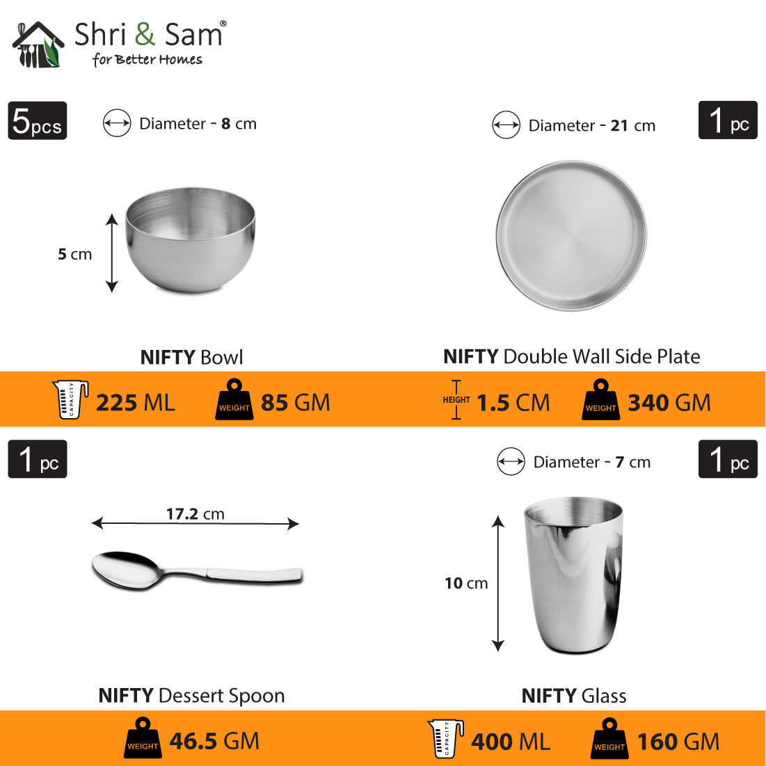 Stainless Steel Thali Set (1 Person) Nifty