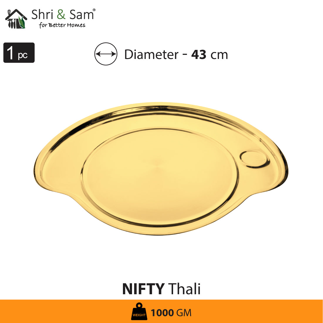 Stainless Steel Thali Set (1 Person) with Gold PVD Coating Nifty