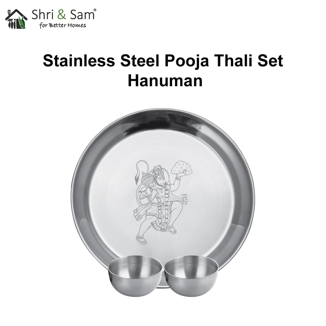 Stainless Steel Pooja Thali Set Hanuman