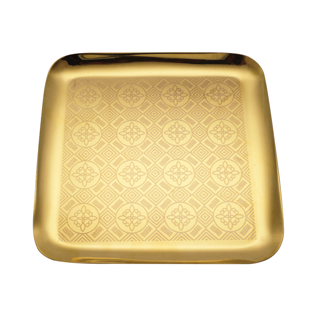 Stainless Steel Square Tray with Gold PVD Coating and Laser Robusto