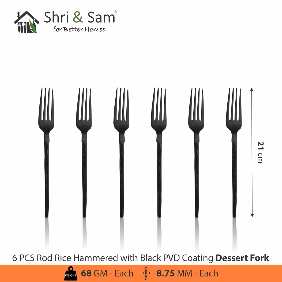 Stainless Steel Hand Crafted 24 PCS Cutlery Set with PVD Coating Rod Rice Hammered