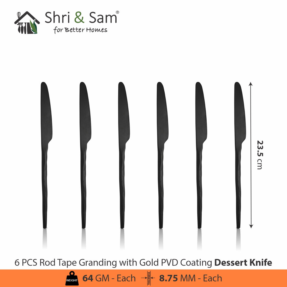 Stainless Steel 24 PCS Cutlery Set with PVD Coating Rod Tape Granding