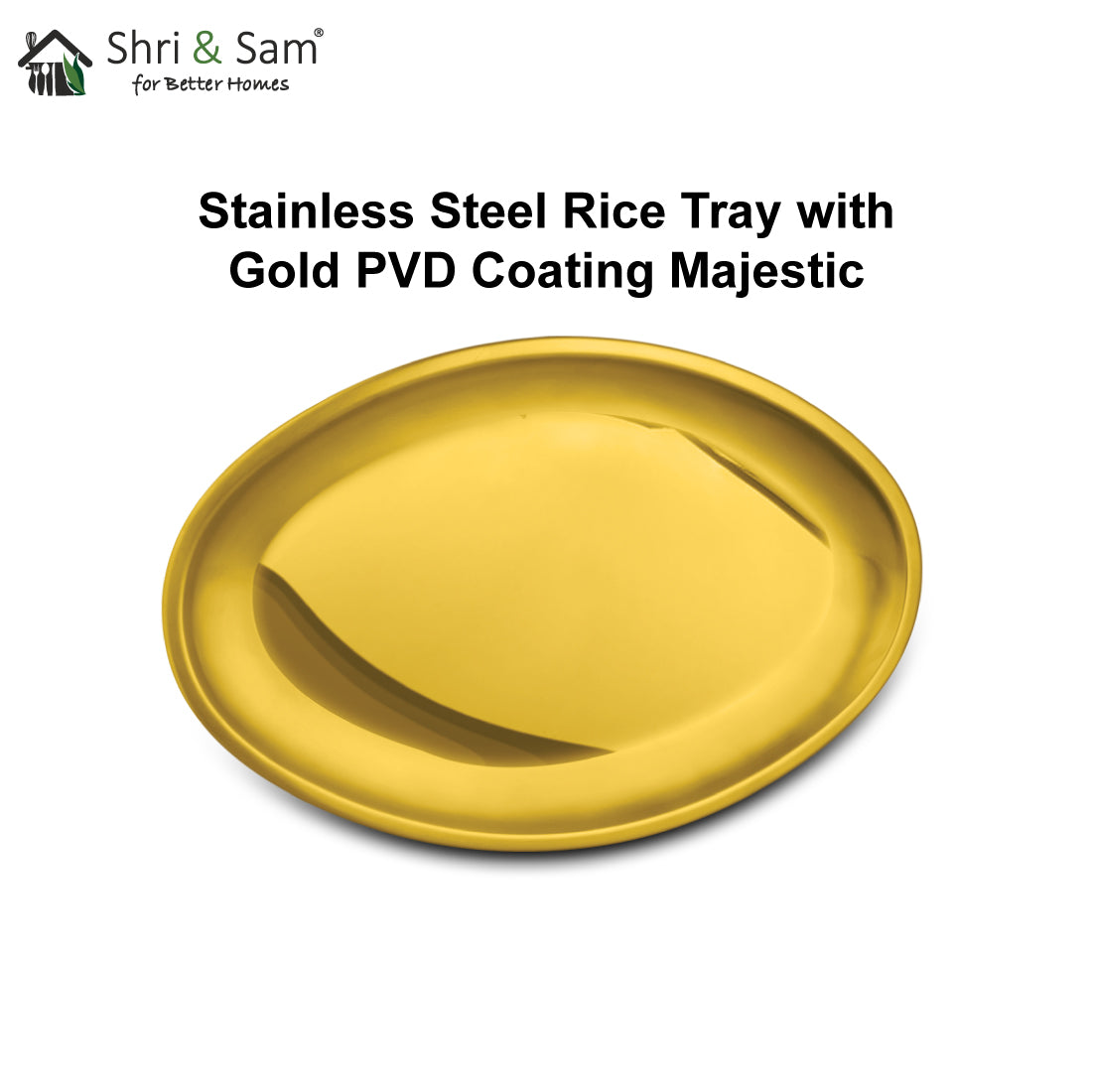 Stainless Steel Rice Tray with Gold PVD Coating Majestic