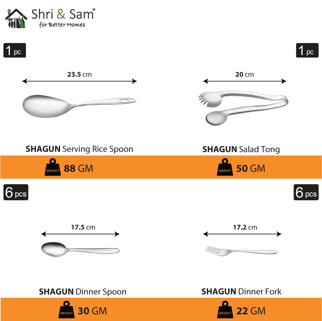 Stainless Steel 61 PCS Dinner Set (6 People) Shagun