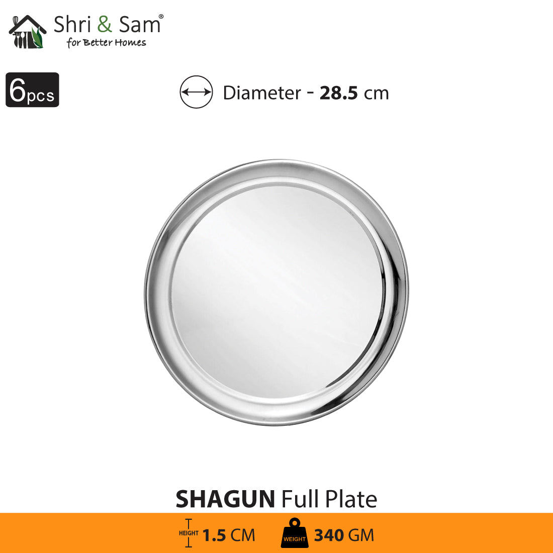 Stainless Steel 6 PCS Full Plate Shagun