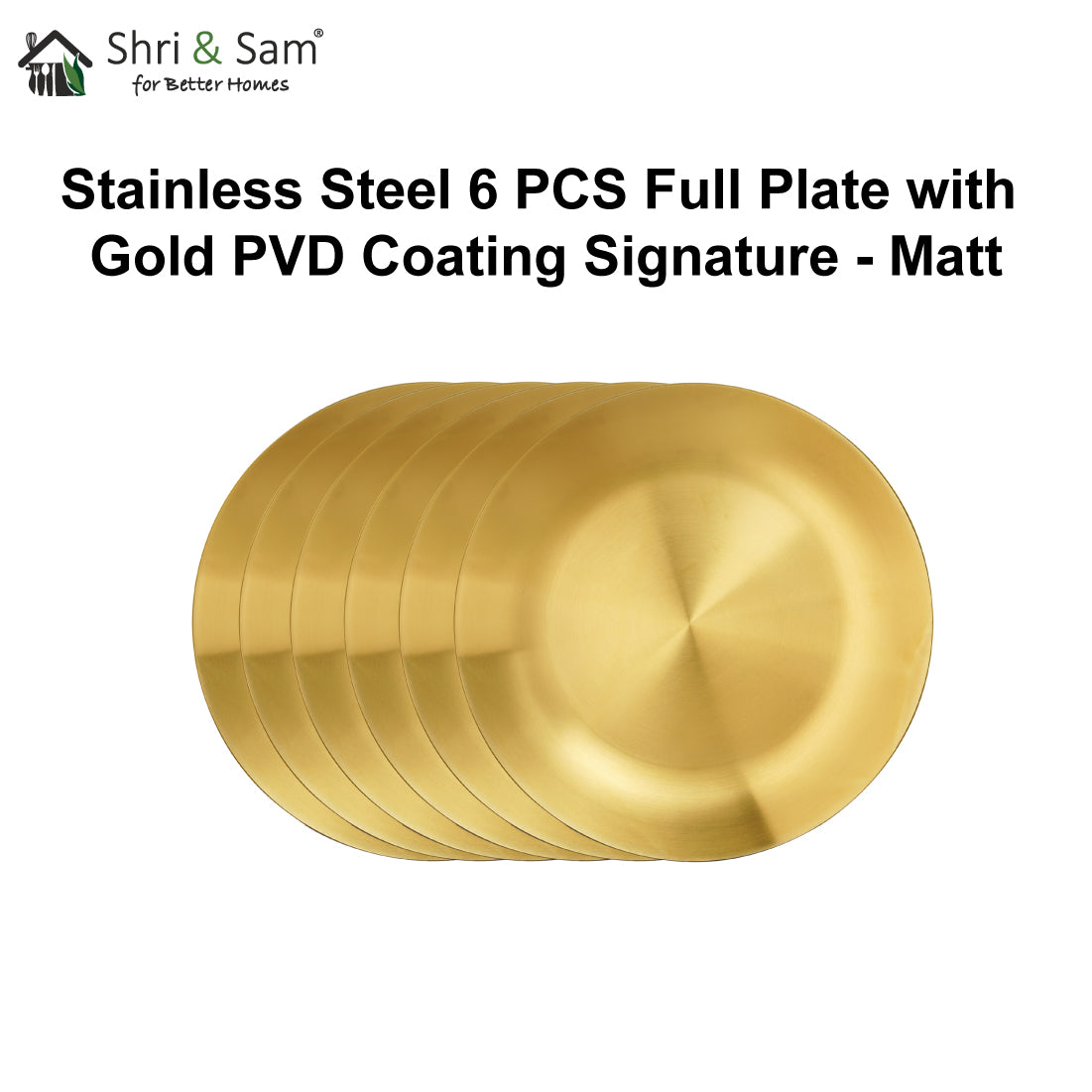 Stainless Steel 6 PCS Full Plate with Gold PVD Coating Signature - Matt