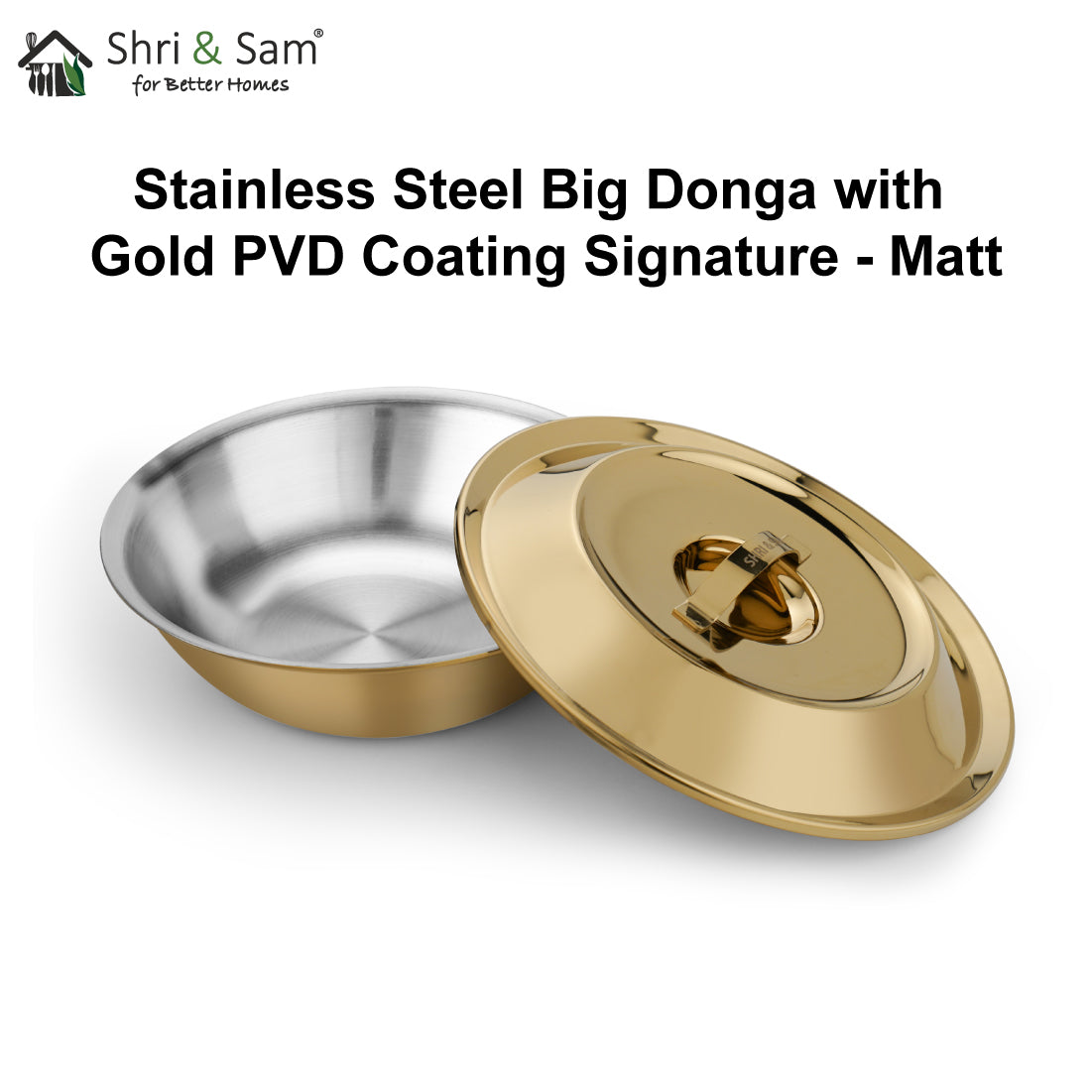 Stainless Steel Big Donga with Gold PVD Coating Signature - Matt