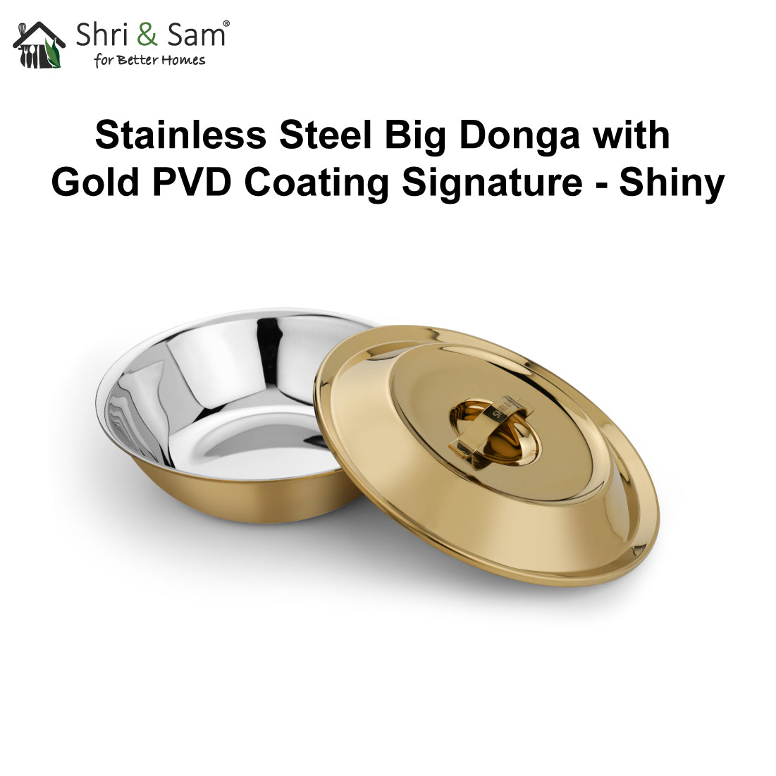 Stainless Steel Big Donga with Gold PVD Coating Signature - Shiny