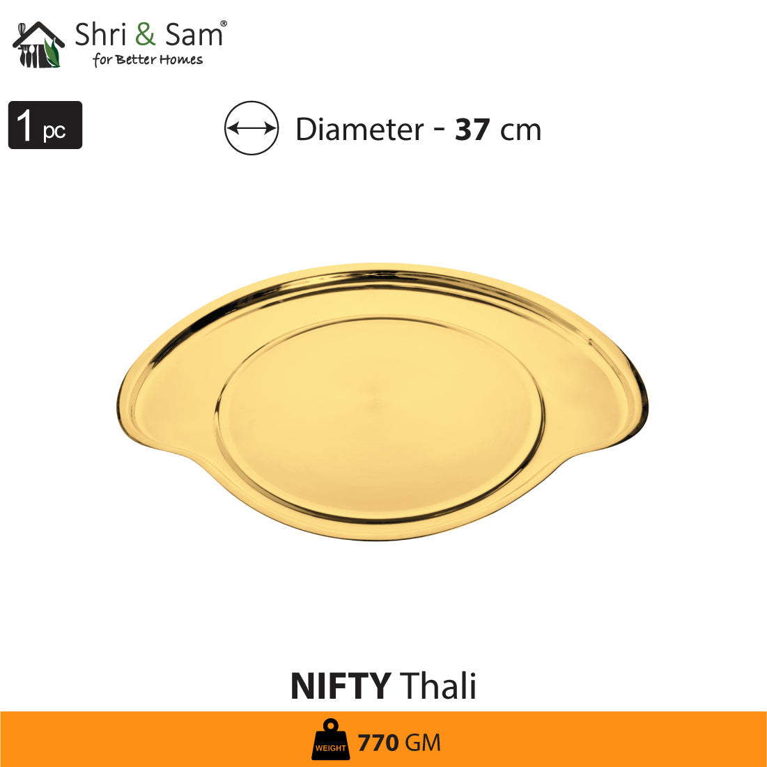 Stainless Steel Small Thali Set with Gold PVD Coating Nifty