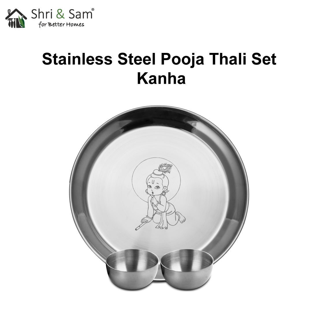 Stainless Steel Pooja Thali Set Kanha