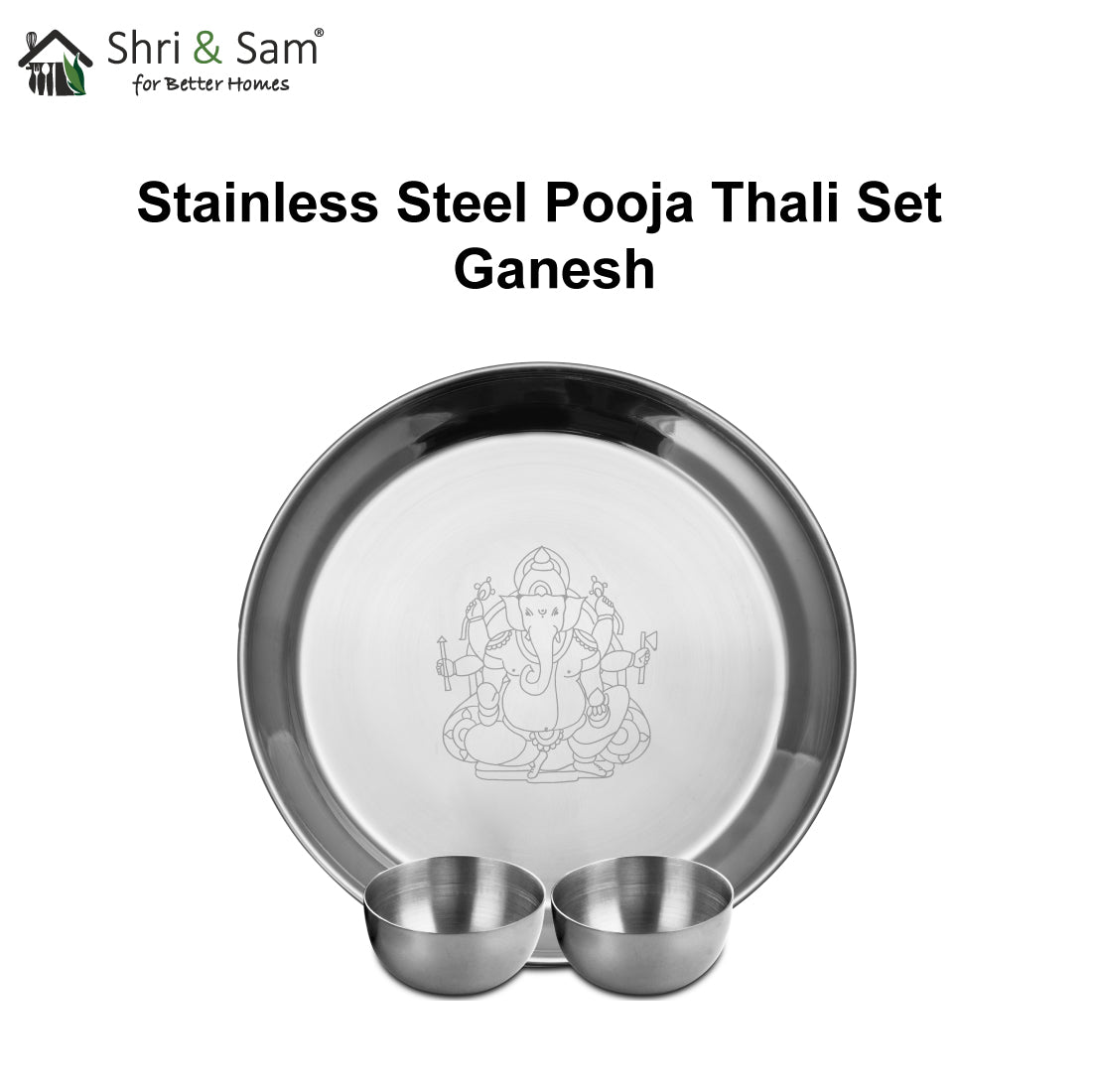 Stainless Steel Pooja Thali Set Ganesh