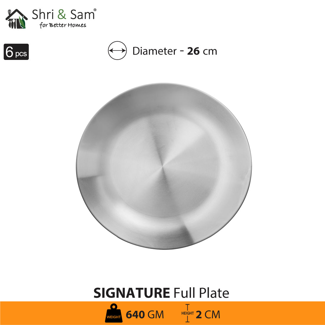 Stainless Steel 6 PCS Full Plate Signature - Matt