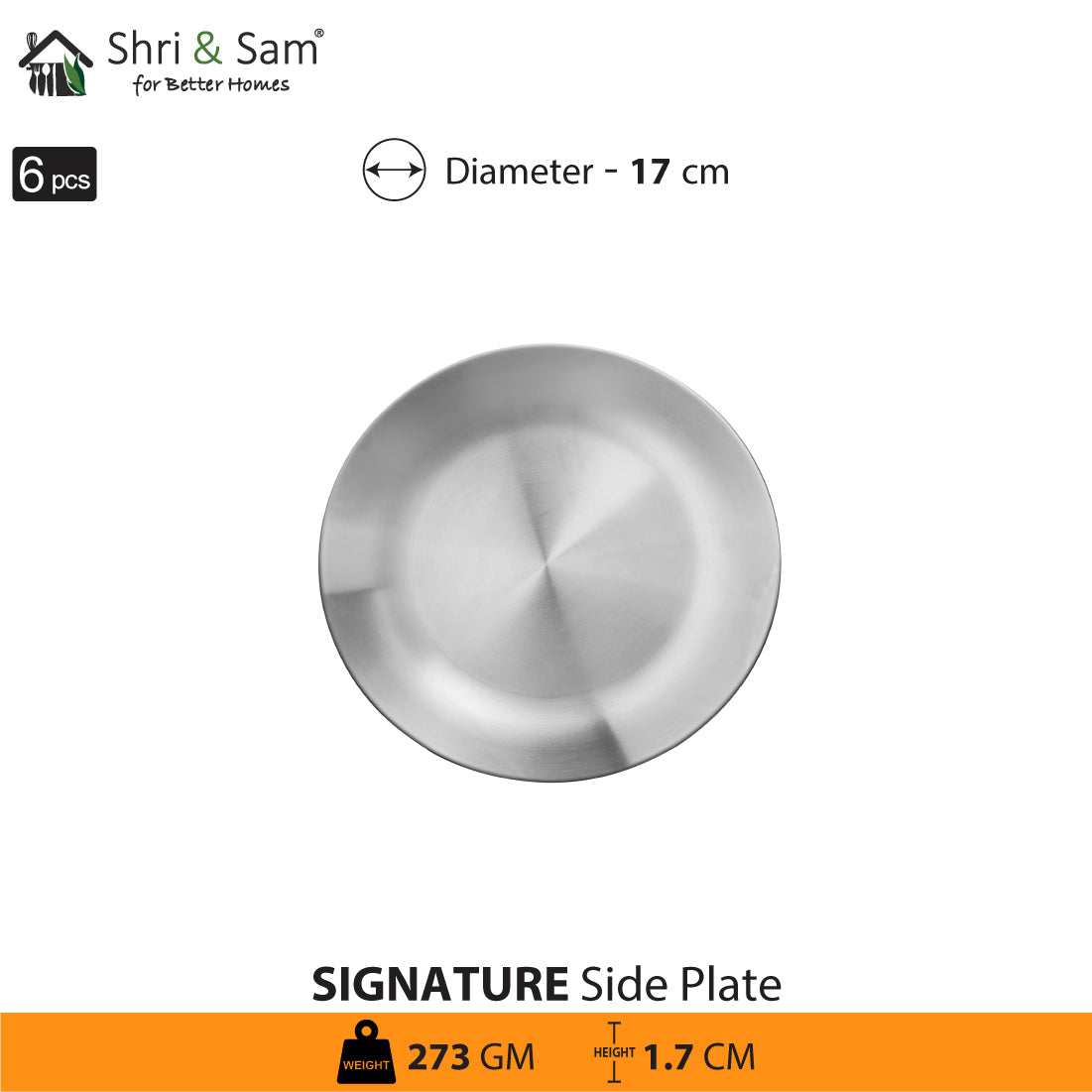 Stainless Steel 6 PCS Side Plate Signature - Matt