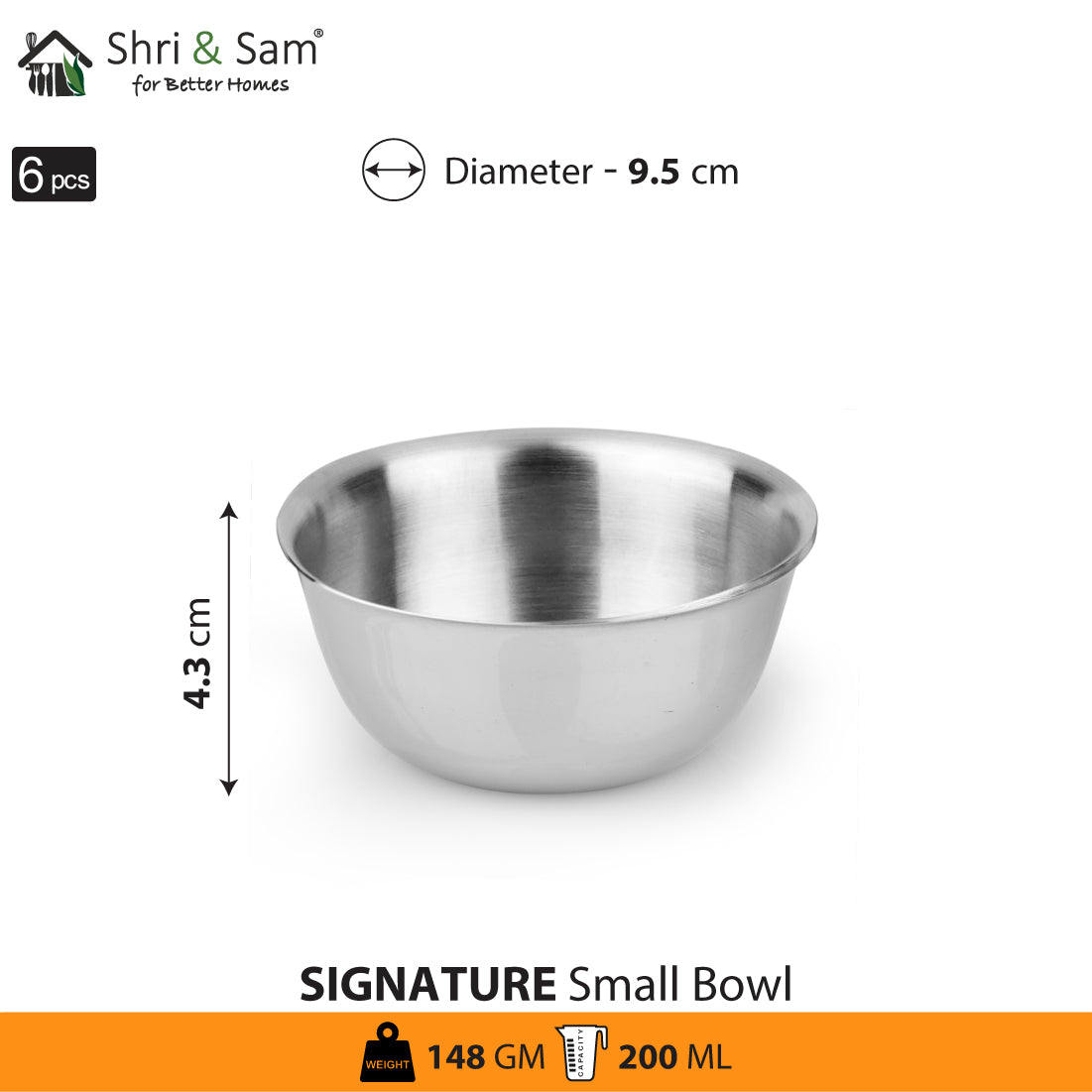 Stainless Steel 6 PCS Small Bowl Signature - Matt