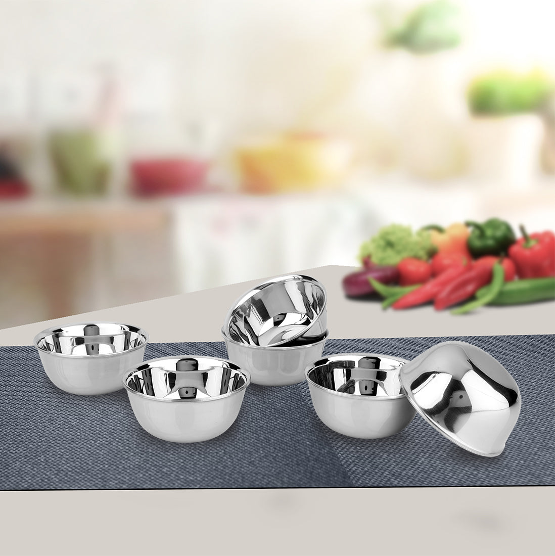 Stainless Steel 6 PCS Small Bowl Signature - Shiny