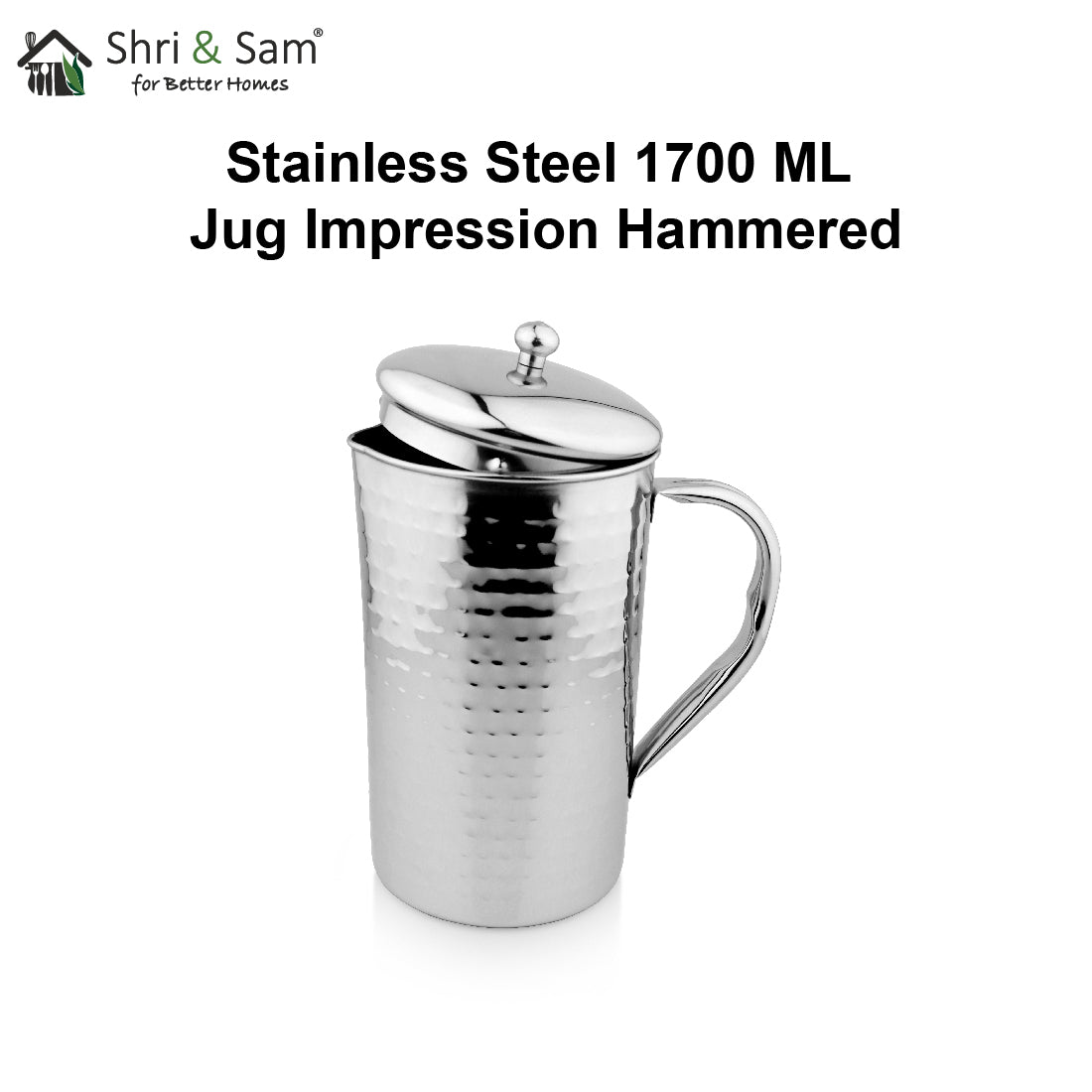 Stainless Steel 1700 ML Hammered Jug Impression