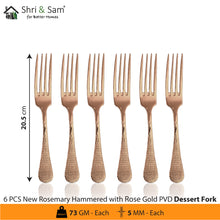 Stainless Steel 24 PCS Cutlery Set with Rose Gold PVD Coating New Rosemary Hammered