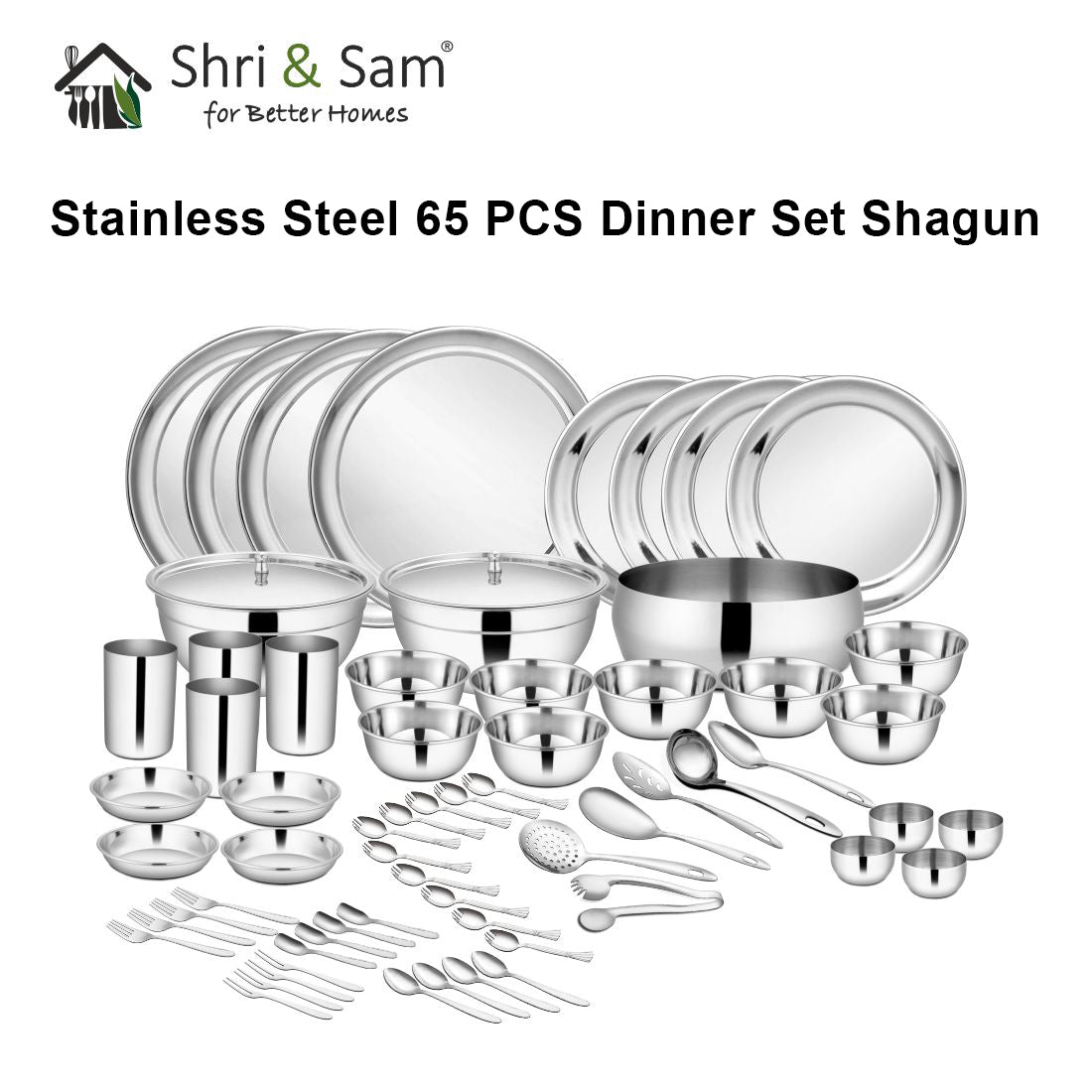 Stainless Steel 65 PCS Dinner Set (4 People) Shagun