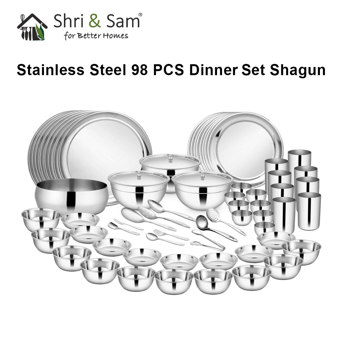 Stainless Steel 98 PCS Dinner set (8 People) Shagun