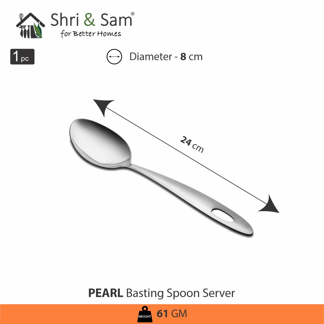 Stainless Steel Basting Spoon Server Pearl