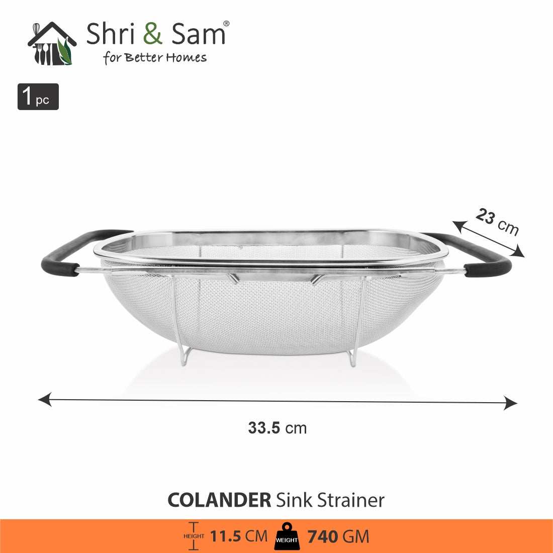 Stainless Steel Colander Over the Sink Strainer