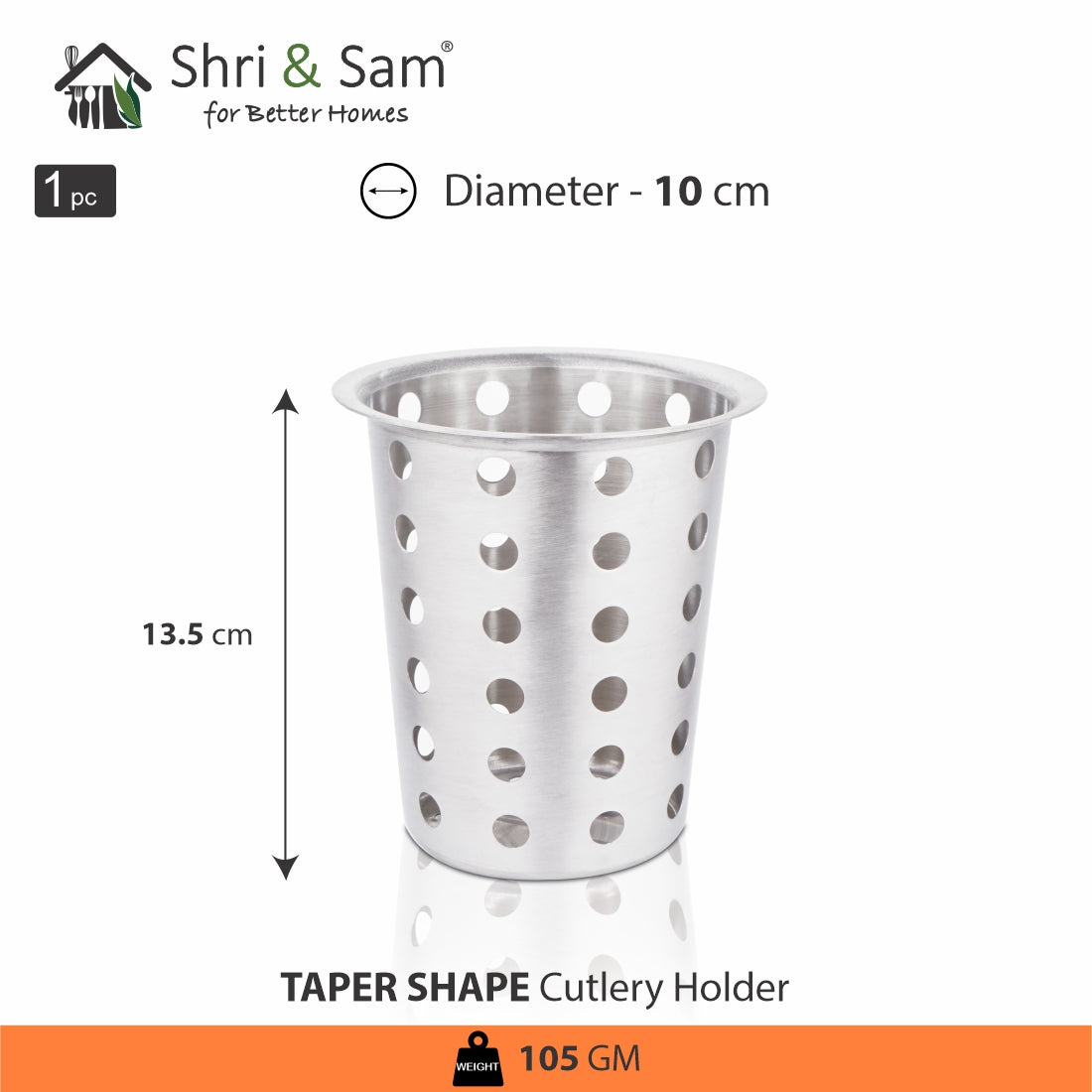 Stainless Steel Cutlery Holder Taper Shape with Holes