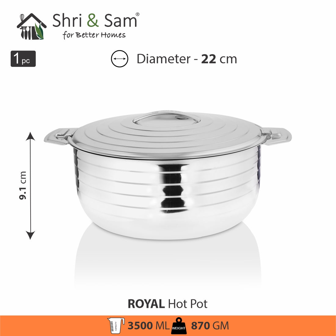 Stainless Steel Double Wall Hot Pot Royal