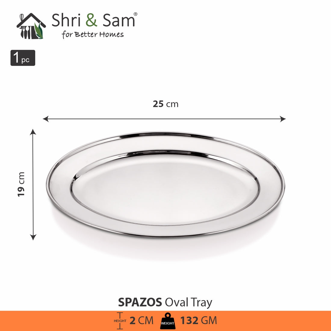 Stainless Steel Oval Tray Spazos