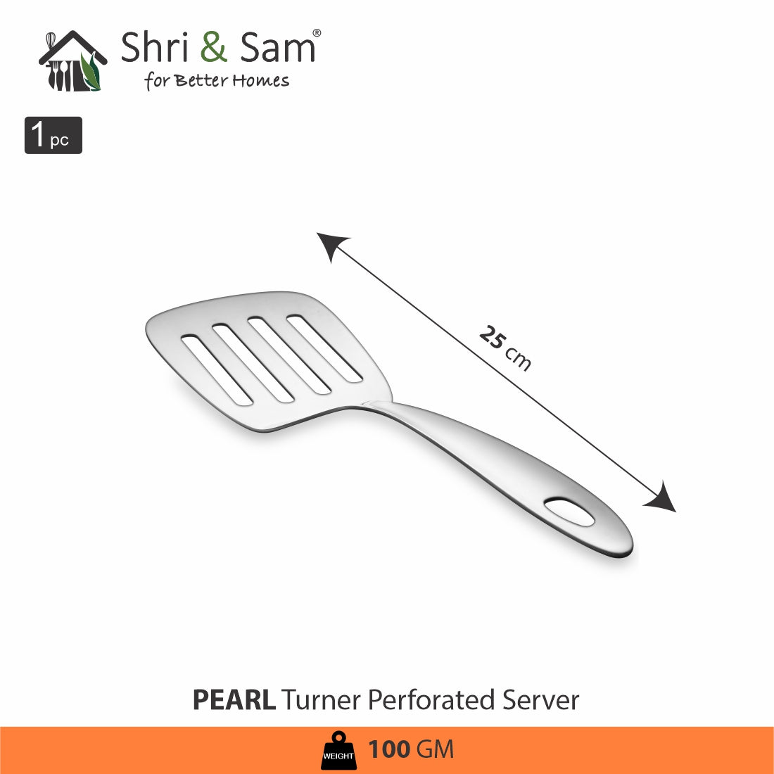Stainless Steel Turner Perforated Server Pearl