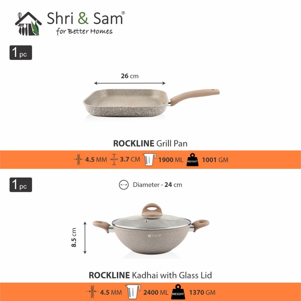 Aluminium 2 PCS Non - Stick Pro Cookware Set Rockline