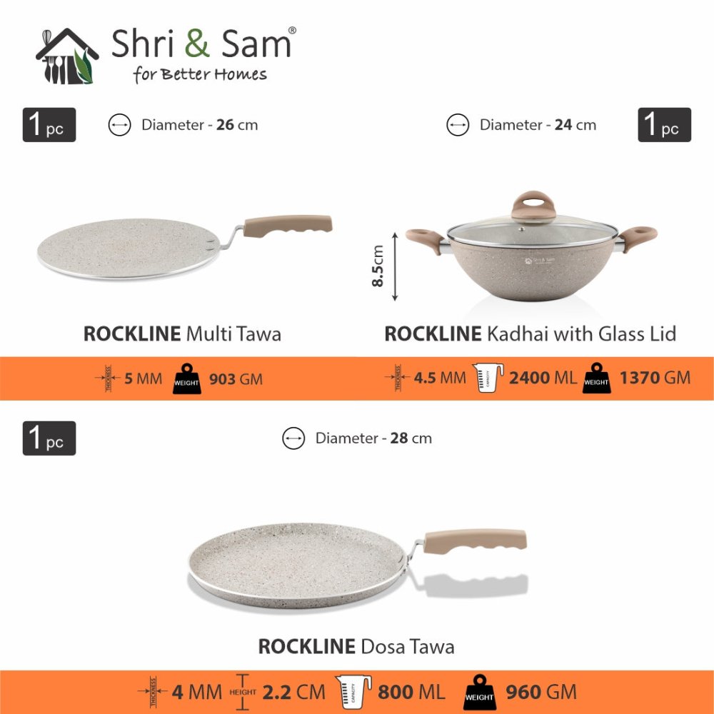 Aluminium 6 PCS Non - Stick Cookware Set Rockline