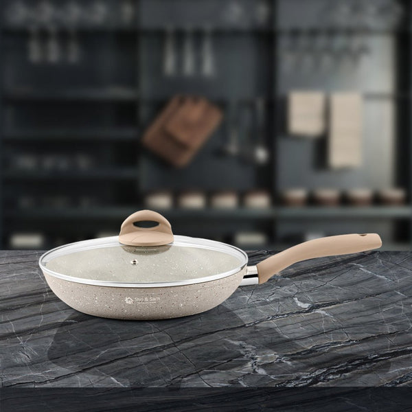 Aluminium Non - Stick Deep Fry Pan with Glass Lid Rockline