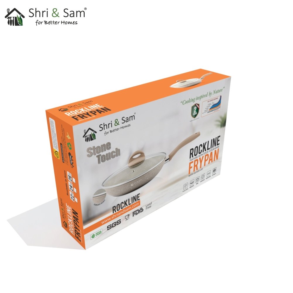 Aluminium Non - Stick Deep Fry Pan with Glass Lid Rockline