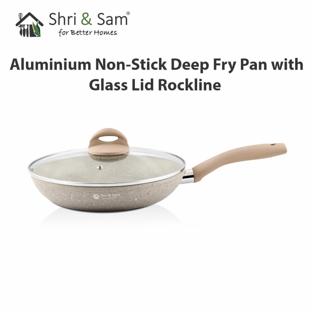 Aluminium Non - Stick Deep Fry Pan with Glass Lid Rockline