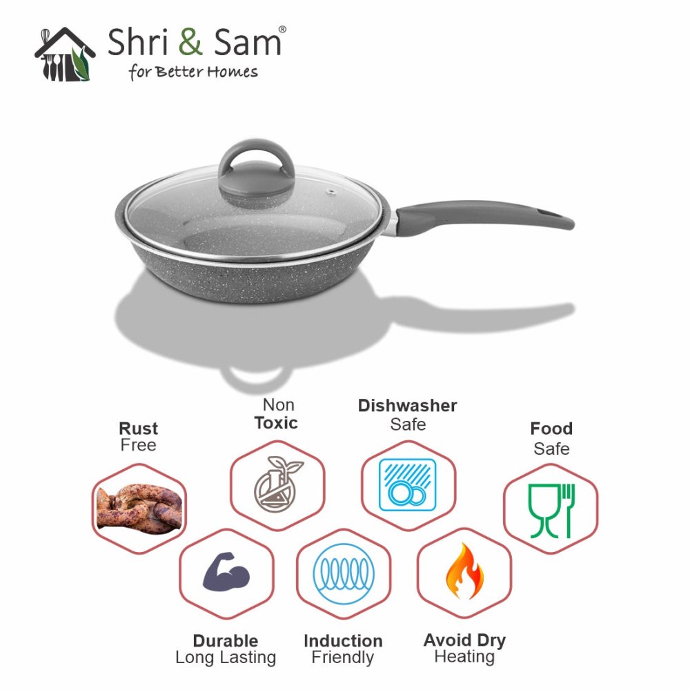 Aluminium Non - Stick Fry Pan with Glass Lid Primestone